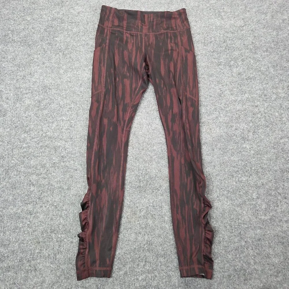 Lululemon Speed Tight IV Leggings Womens 4 Painted Animal Bordeaux Black Running